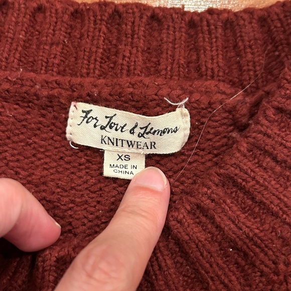 For Love & Lemons Hailey Cardigan Women’s XS Color Block Yellow Maroon Pink - Picture 5 of 7